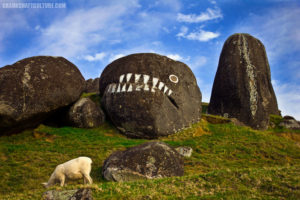 Stony Batter painted boulder