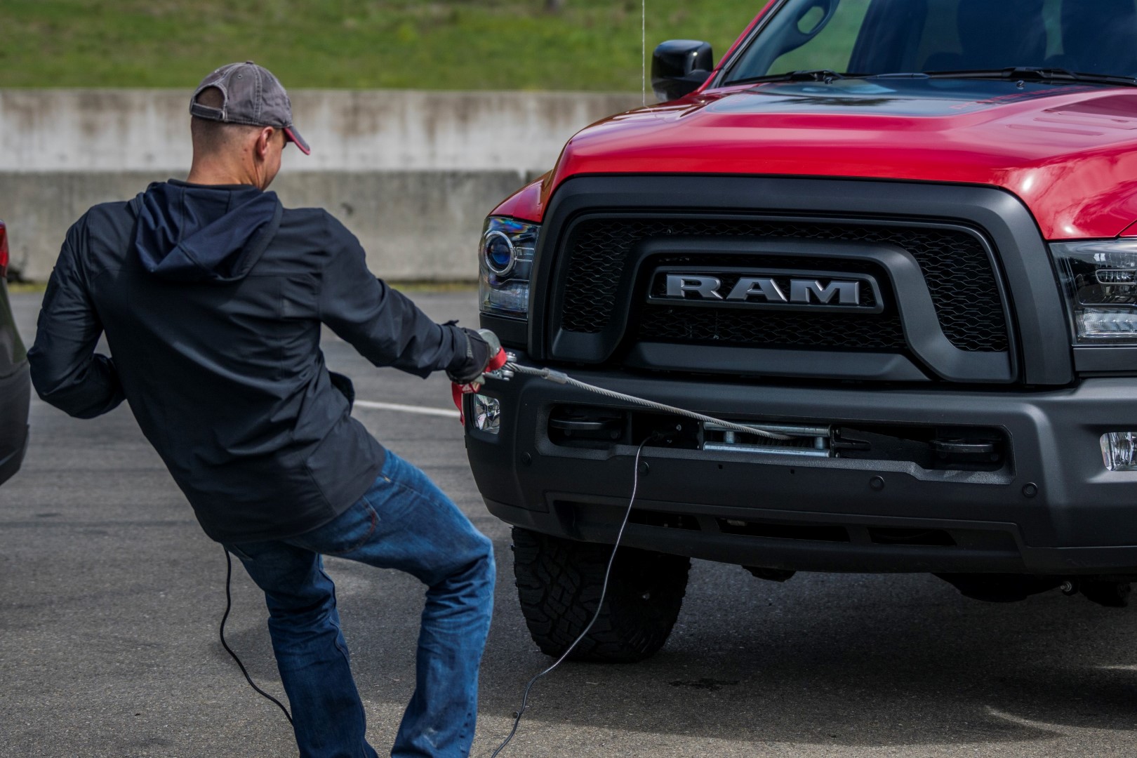 Pulling the RAM Power Wagon's WARN winch.