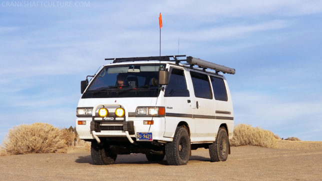 Mitsubishi Delica, ARB awning, Yokohama AT tires, Yakima roof rack system, Bomber Product's Awn-Lock awning mounts