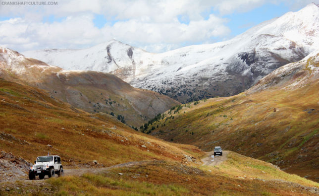 Jeeps on the trail in the Colorado mountains.