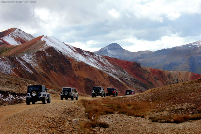 Jeeps descending Corkscrew Pass