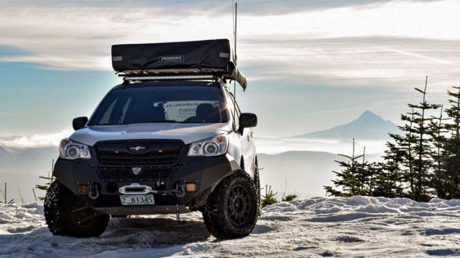 Eric Green's Forester with Mt. Hood in the background
