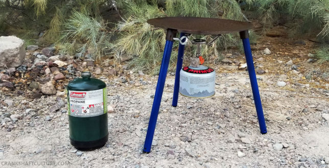 Size comparison between a Tembo Tusk Adventure Skottle and a Coleman fuel canister. 