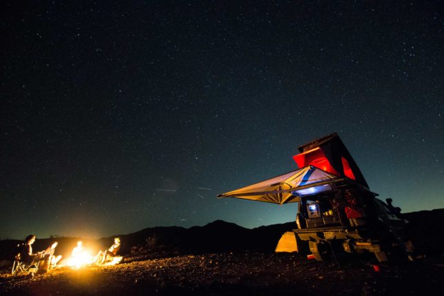 Camping at night with Toyota Tacoma