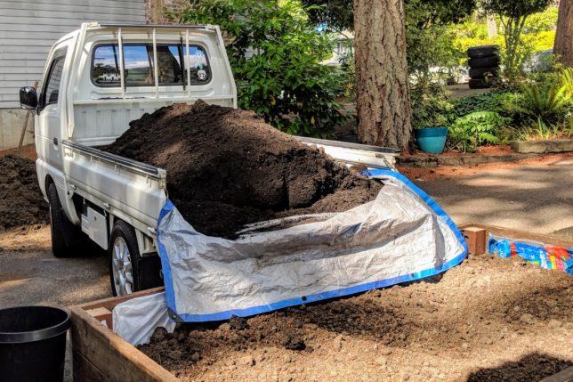 Suzuki Carry with a bed full of dirt