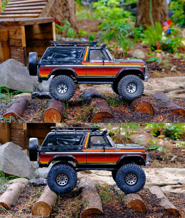 Before lift and after lift on Traxxas TRX-4