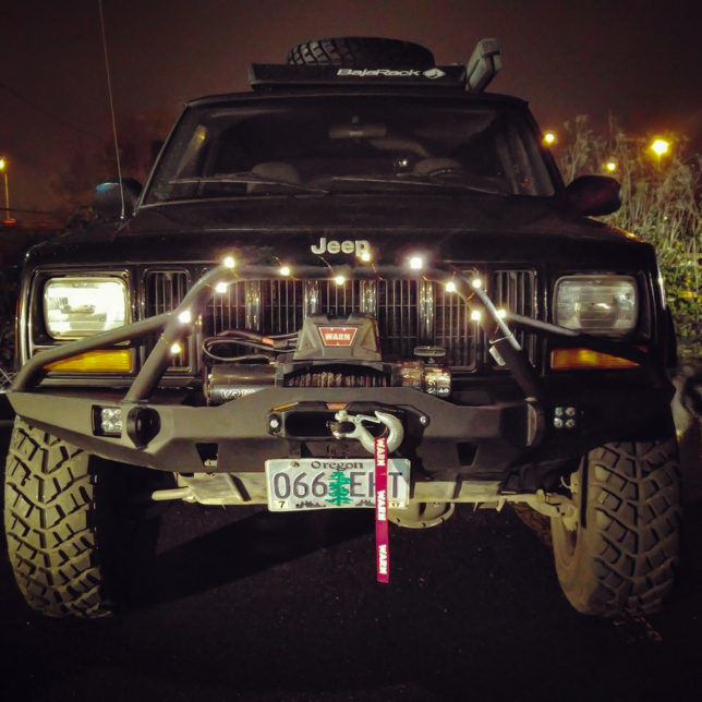 Jeep with Christmas Lights