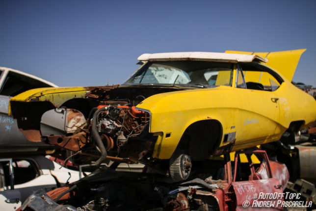 Yellow junkyard car
