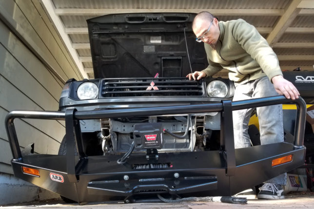 Andy prepping the front end to receive the new ARB bumper