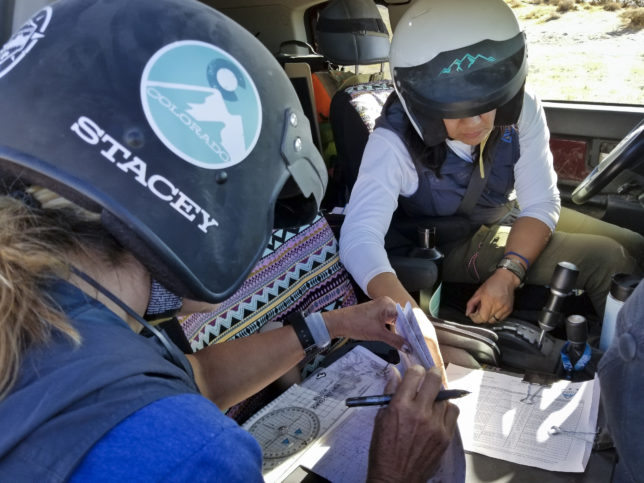 Stacey and Kathy focusing on finding their next checkpoint.