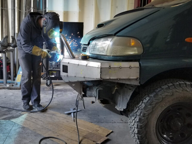 Front bumper welding together 