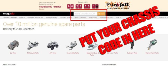 Input your chassis code on Megazip.net