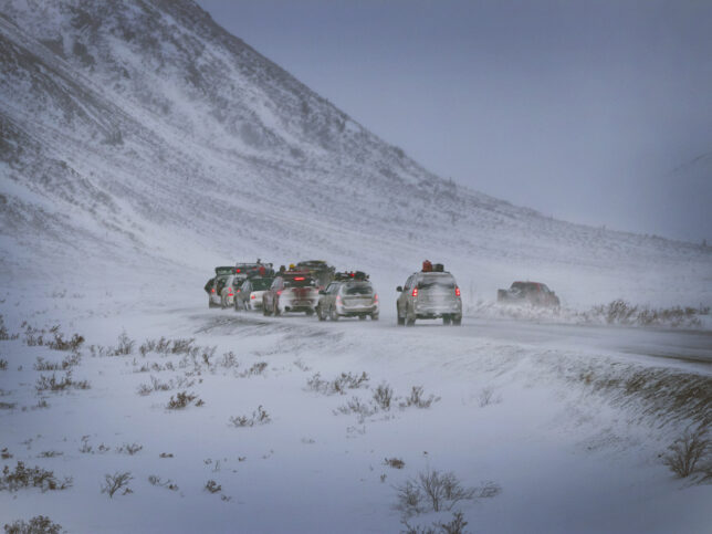 Alcan 5000 traffic jam Dempster Hwy