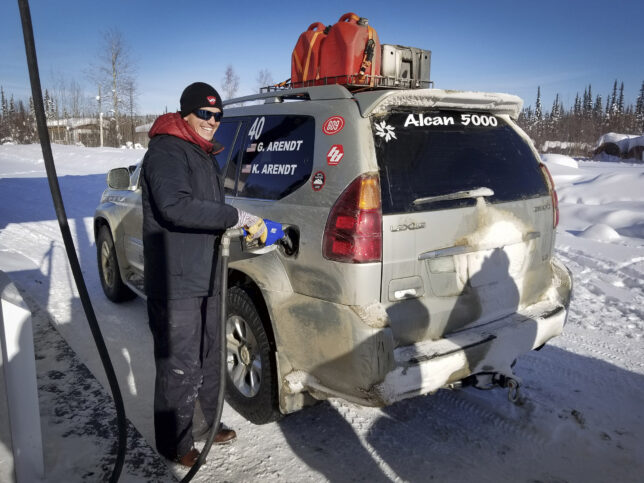 Team 40 Garrett Arendt filling up Lexus