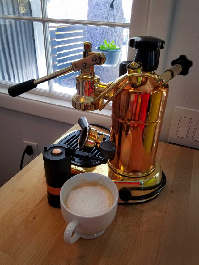 A cappuccino using coffee made using the VSSL Java coffee grinder.