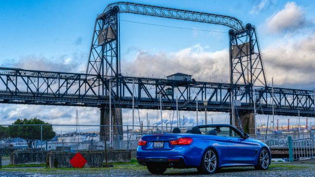 BMW 435i convertible near bridge 