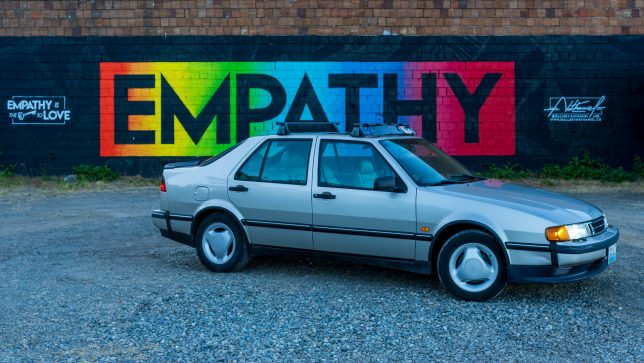 My Saab 9000 in front of the Empathy wall