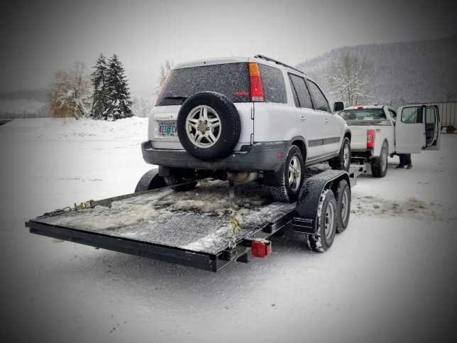 Honda CR-V on trailer