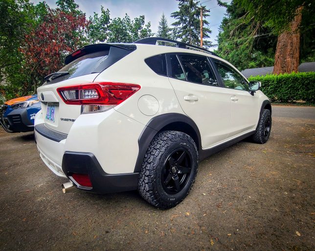 Our 2022 Subaru Crosstrek outfitted with Reika Seeker wheels and BFGoodrich KO2 tires.