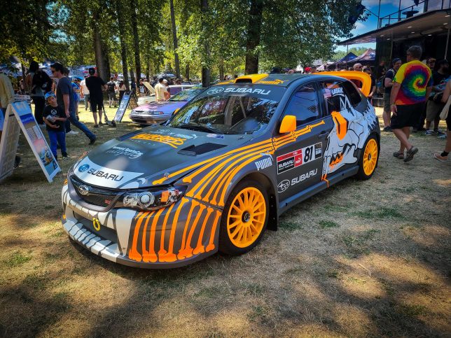 The Bucky Lasek Subaru rally car at Big Northwest Meet 2023