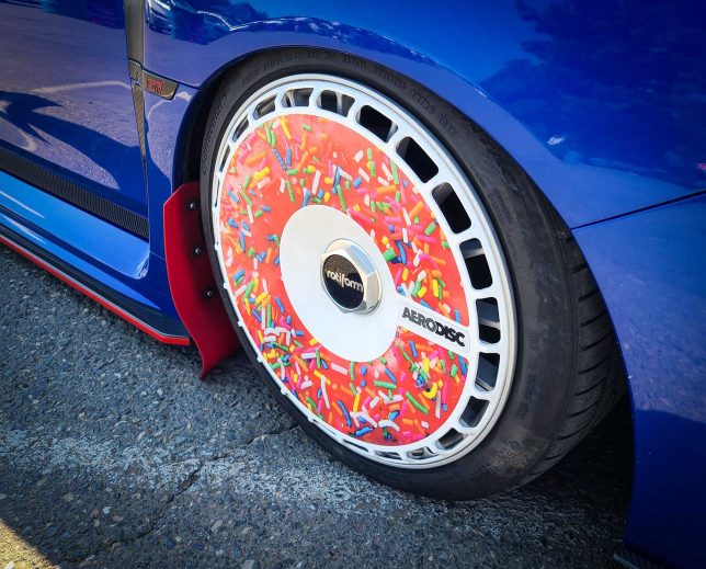 Rotiform wheels with donut decal at Big Northwest Meet 2023