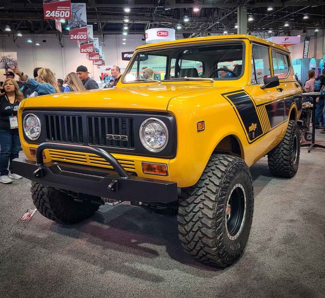 392-powered International Scout in the POR 15 booth at the 2023 SEMA Show