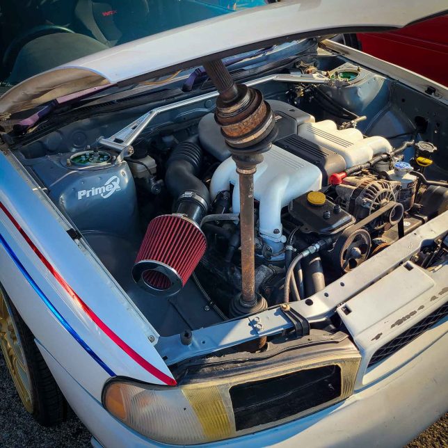 Subaru H6 engine swapped into a 1990s Subaru Legacy Wagon.