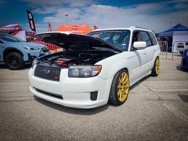 White Subaru Forester at Subiefest Texas 2023.