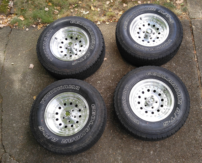 Four American Racing Jeep wheels for sale. 