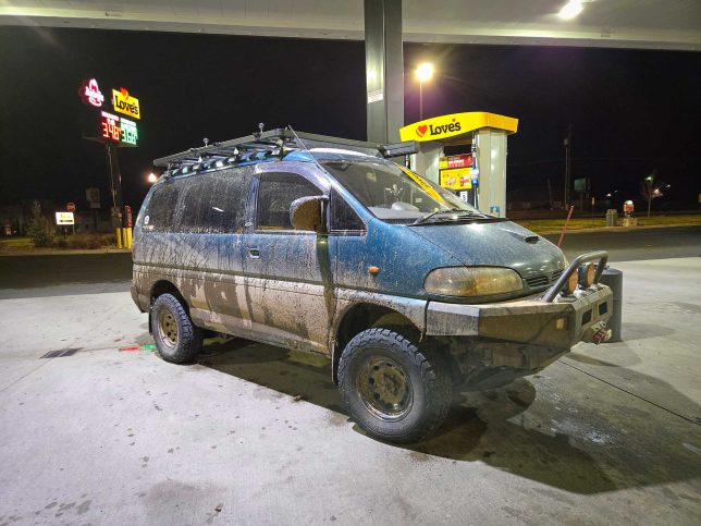 Dirty Mitsubishi Delica.