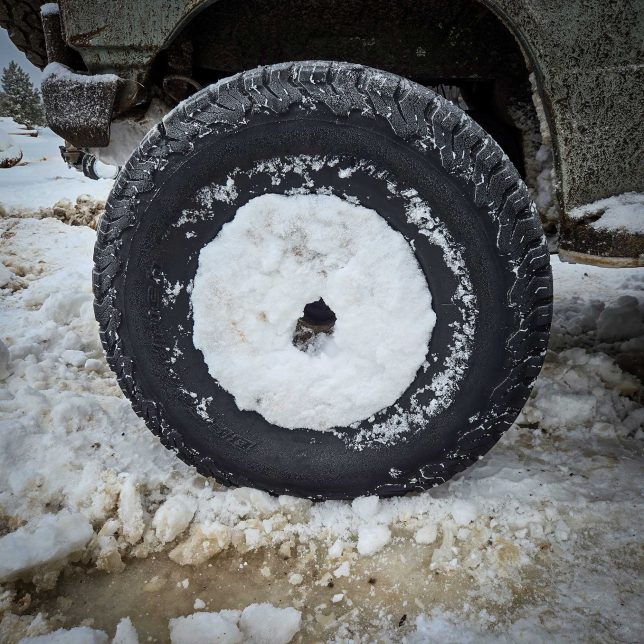 Snow covered tire