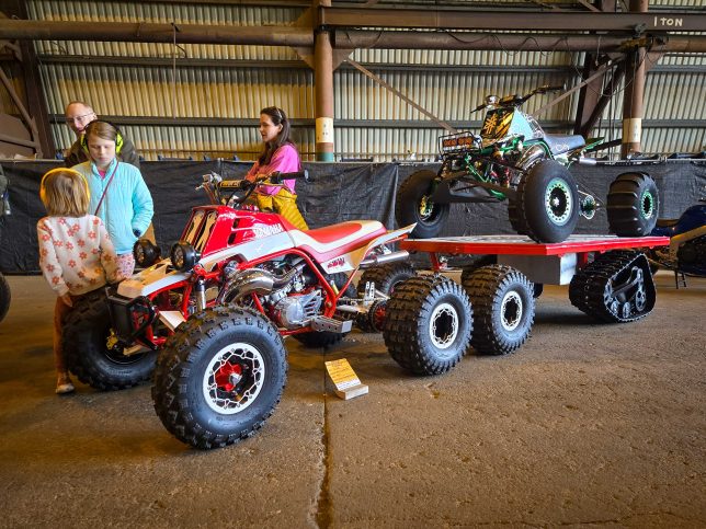 Yamaha Banshee with trailer on tracks at The One Moto Show in 2025