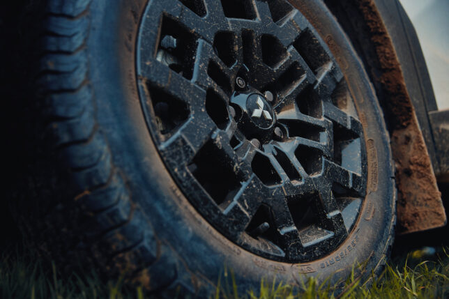 2025 Mitsubishi Outlander Trail Edition wheels and optional all-terrain tires.