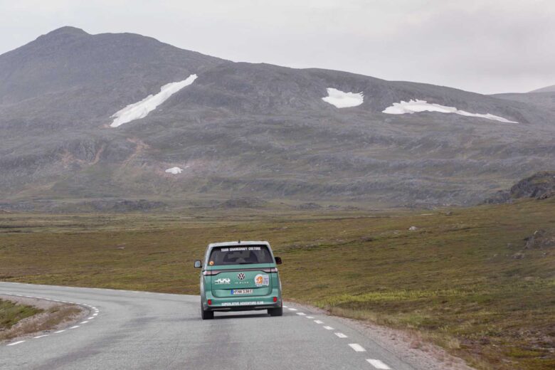 The road to Nordkapp, Norway, the northernmost point to drive in Europe.