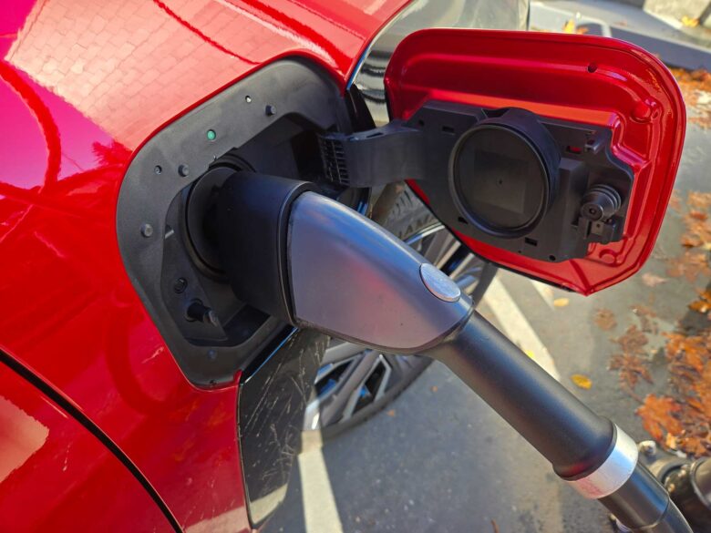 Using the 2026 Subaru Solterra's NACS to CCS adaptor.