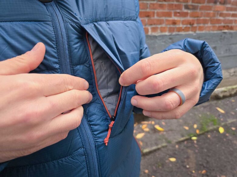 Simond Men's MT500 Hooded Down Puffer Jacket breast pocket