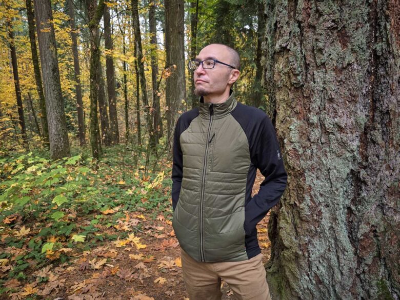 Man wearing Smartwool Smartloft Hybrid Jacket front side
