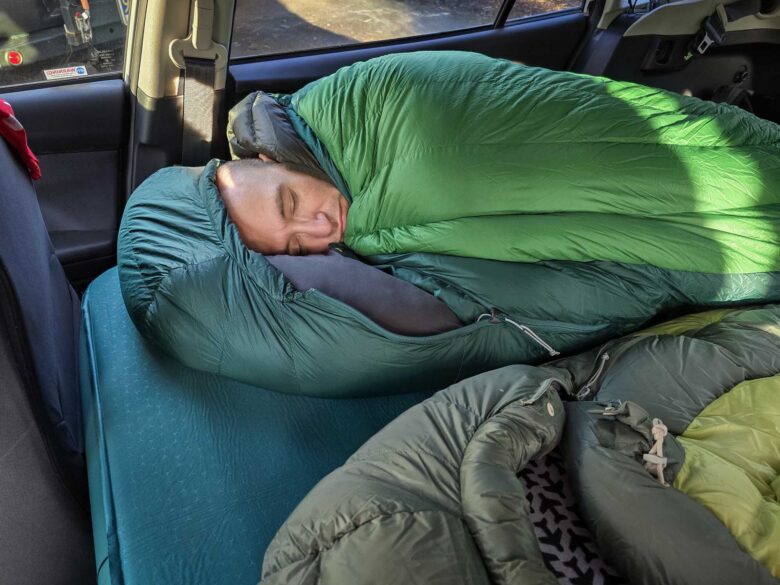 Man sleeping in Sea to Summit Unisex Down Sleeping Bag