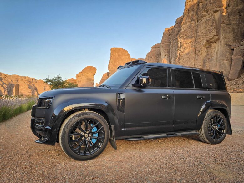 One of many Land Rovers Saudi Arabia, matte gray with big black wheels