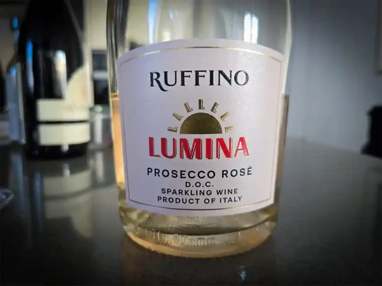 A bottle of rosé wine