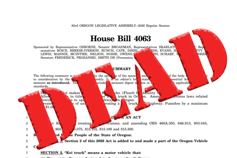 Oregon’s Kei Truck Bill, HB 4063: Dead (Again)