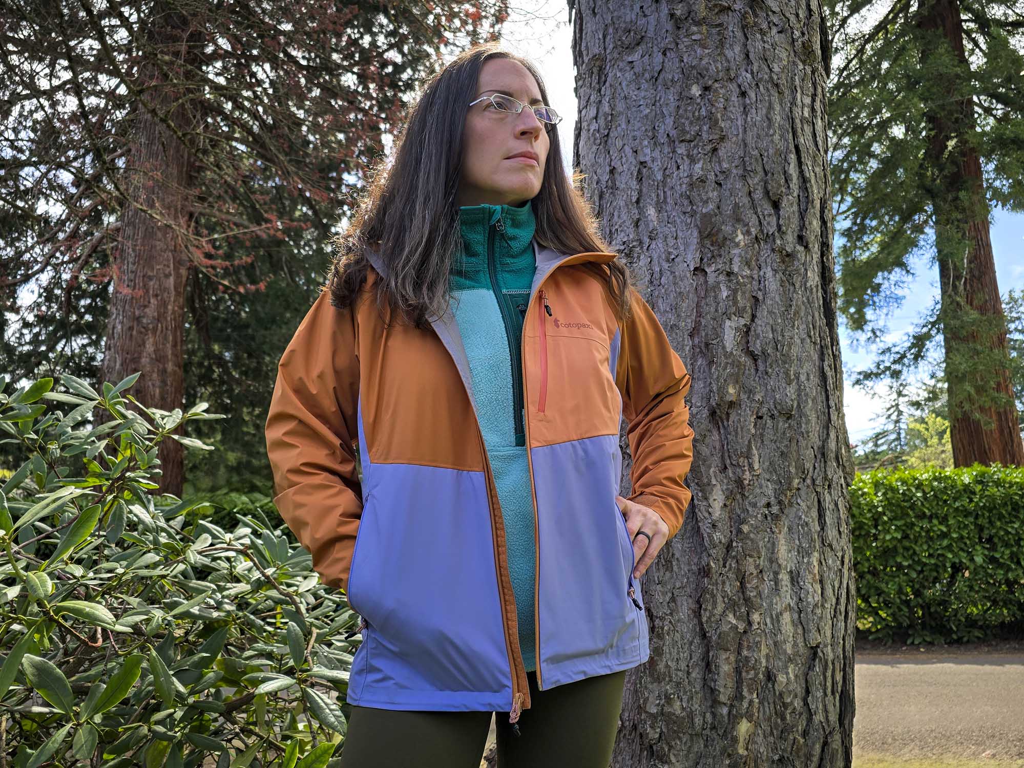 Cotopaxi Impermeo 3L Hooded Shell Jacket unzipped, front side