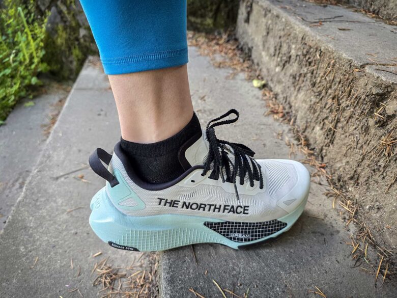 The North Face Altamesa 500 V2 shoe on step