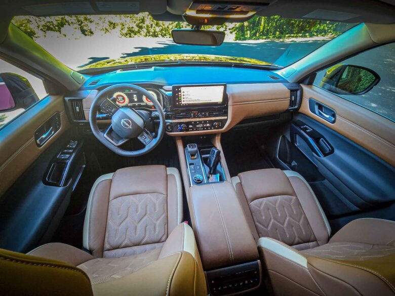 2026 Nissan Pathfinder Platinum front interior.