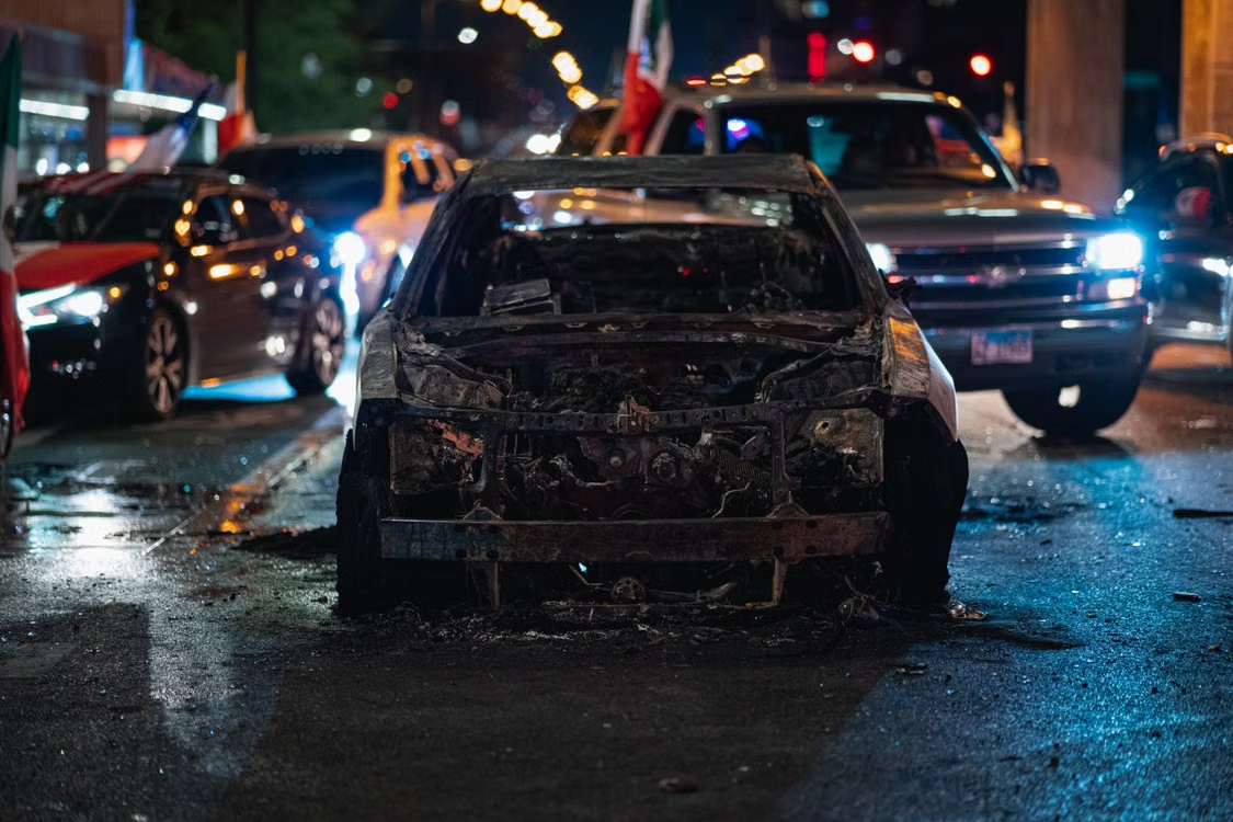 Burned car